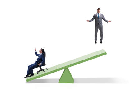 Competition concept with businessman and seesaw