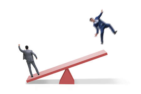 Competition concept with businessman and the seesawの写真素材