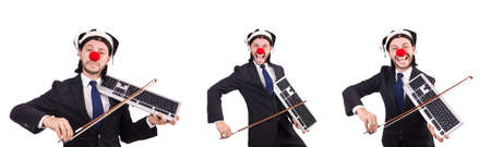 Funny clown businessman isolated on the white backgroundの写真素材