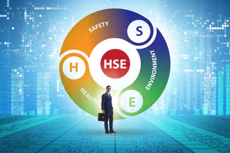 HSE concept for health safety environment with the businessmanの写真素材