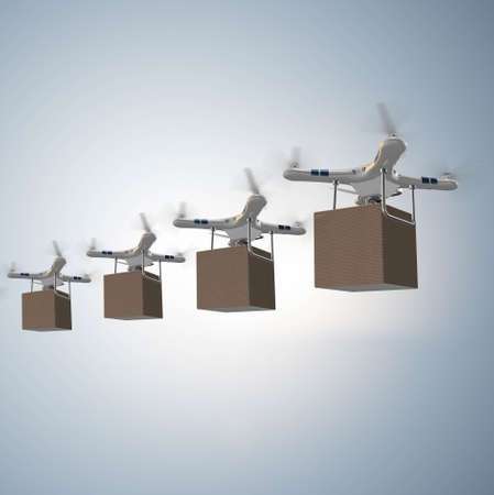 Drones in package delivery conceptの写真素材