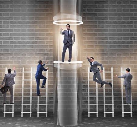 The businessmen in accelerated and fast promotion conceptの写真素材