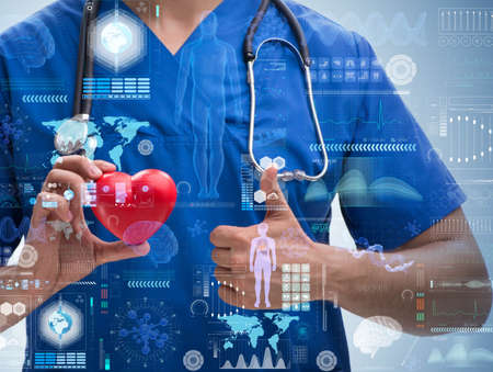 Young doctor cardiologist in telehealth concept