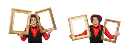 Funny artist isolated on whiteの写真素材
