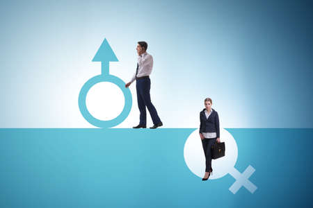 Woman sex discrimination concept at workplaceの写真素材