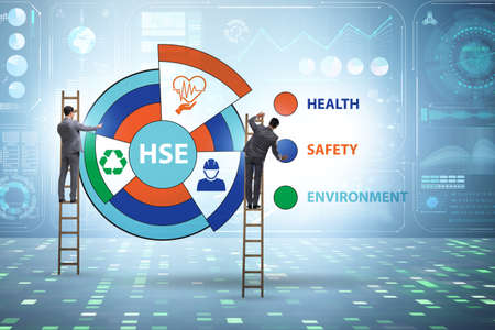 HSE concept for health safety environment with businessmanの写真素材