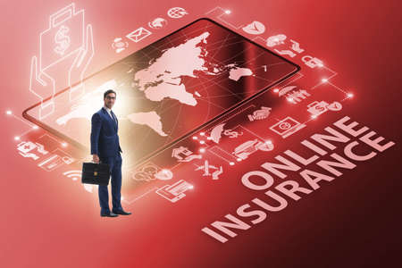 Concept of buying insurance online over internetの写真素材