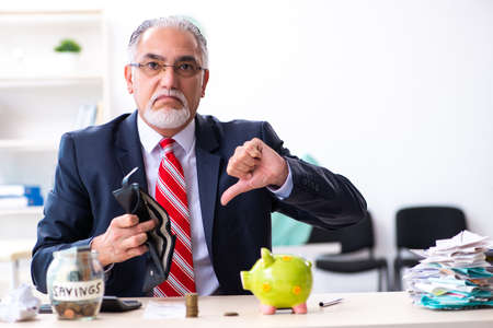 Old male accountant in budget planning conceptの写真素材