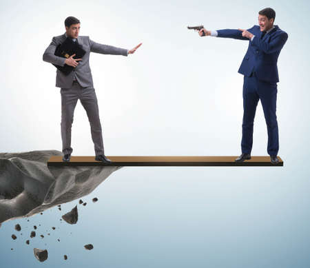 Partnership and teamwork concept with two businessmenの写真素材