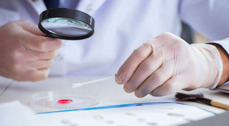 Drug synthesis lab experimentnig with pillsの写真素材