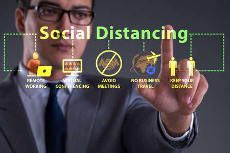 Concept of office social distancing during covid-19 pandemic
