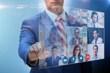 Concept of remote video conferencing during pandemicの写真素材