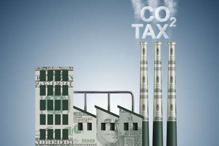 Carbon tax concept with industrial plant - 3d renderingの写真素材