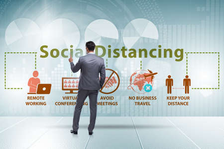 Concept of office social distancing during covid-19 pandemicの写真素材
