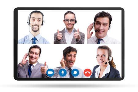 Concept of virtual collaboration through videoconferencingの写真素材