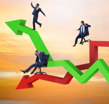 Growth and decline concept with businessmenの写真素材