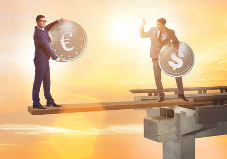 Interdependency concept with two currenciesの写真素材