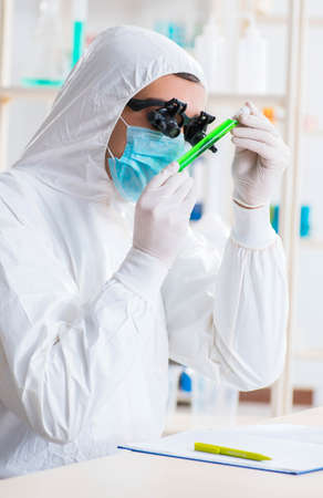 Chemist working on cannabis extract for medical purposesの写真素材