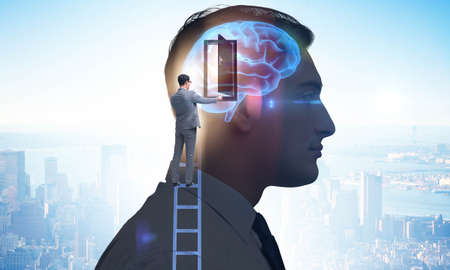 Businessman opening door to artificial intelligence