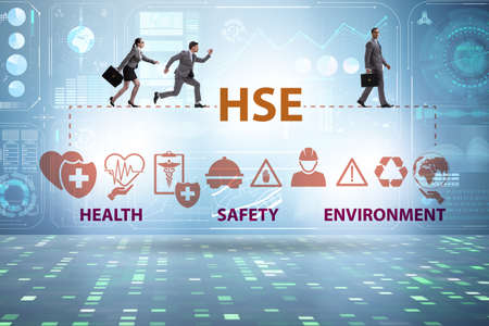 HSE concept for health safety environment with businessmanの写真素材