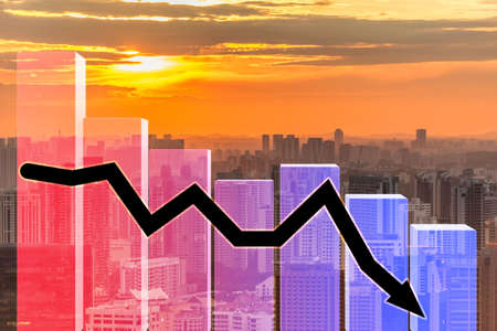 Recession and crisis concept with decline chartの写真素材