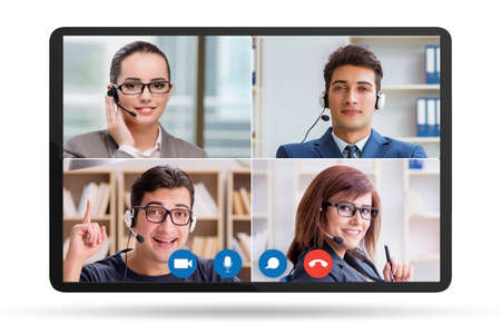 Concept of virtual collaboration through videoconferencingの写真素材