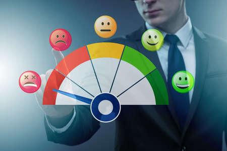 Concept of customer satisfaction with meterの写真素材