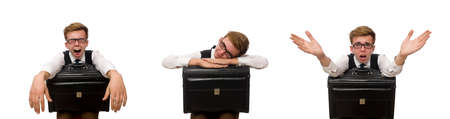 Funny businessman isolated on whiteの写真素材