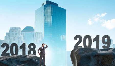 Businessman anticipating the year of 2019