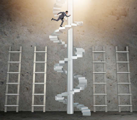 Career progression concept with ladders and staircaseの写真素材