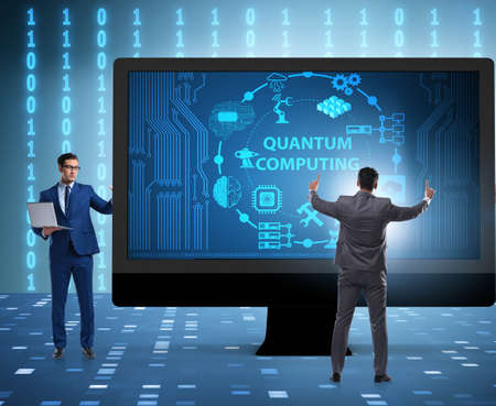 Concept of quantum computing with businessmanの写真素材