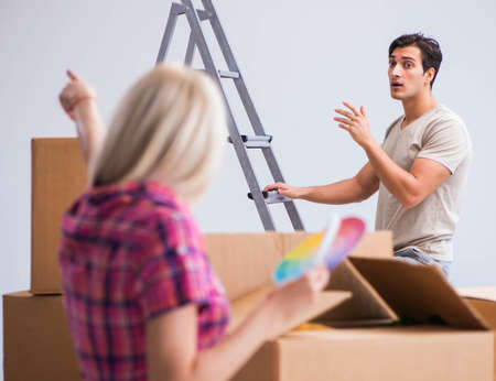 Young family preparing for home renovationの写真素材