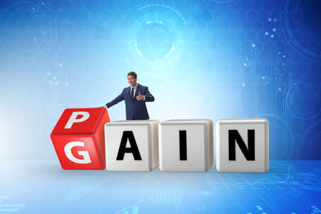 No pain no gain concept with businessmanの写真素材