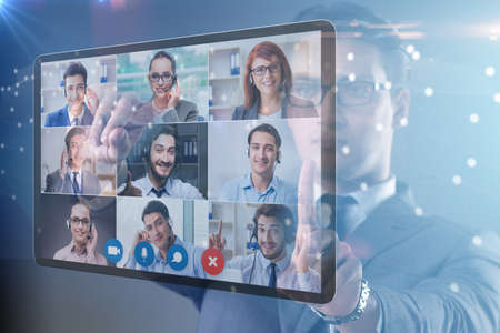 Concept of remote video conferencing during pandemic