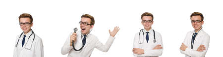 Funny doctor isolated on whiteの写真素材