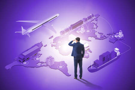 Global logistics concept with businessman