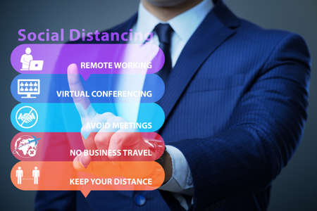 Concept of office social distancing during covid-19 pandemicの写真素材