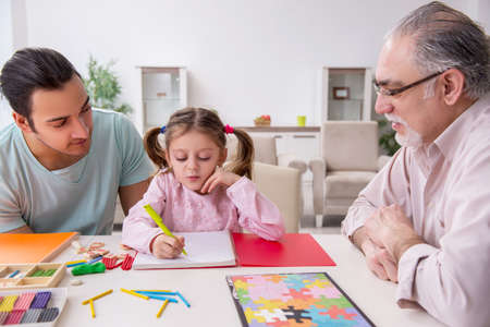 Three generations of family in early development concept