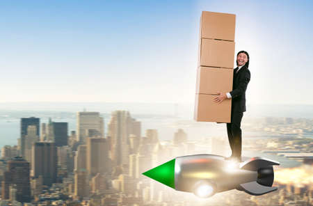 Businessman in fast delivery serviceの写真素材