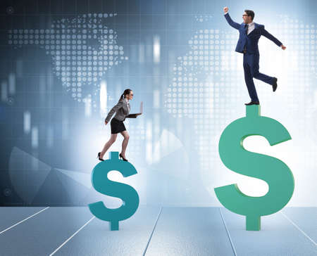 Concept of inequal pay and gender gap between man womanの写真素材