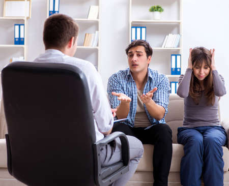 Family visiting psychologist for family problemの写真素材