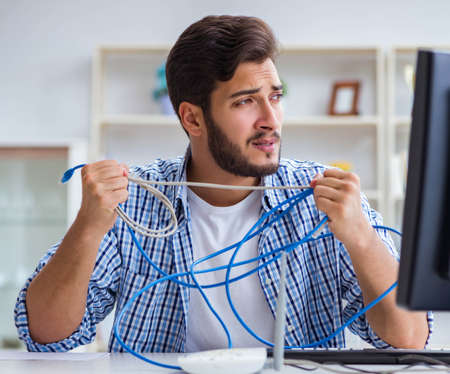 Frustrated young man due to weak internet reception