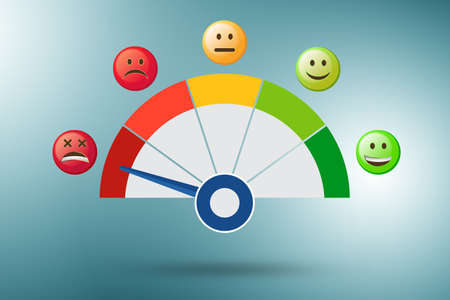 Concept of customer satisfaction with meterの写真素材