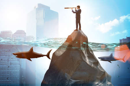 Businessman in forecasting and business planning conceptの写真素材