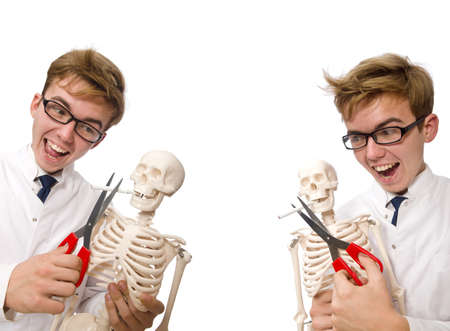 Antismoking concept with man and skeletonの写真素材