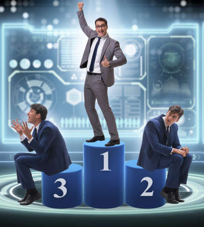 The businessman winning the first place in competition conceptの写真素材