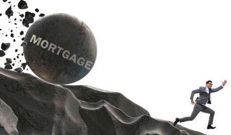 The businessman in debt loan business conceptの写真素材