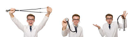Funny doctor isolated on whiteの写真素材