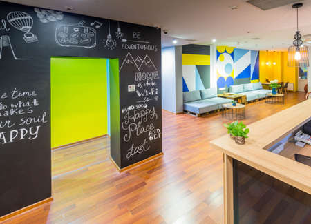 The hotel reception of hostel dormitory