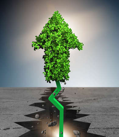 Green arrow pointing upwards - 3d renderingの写真素材